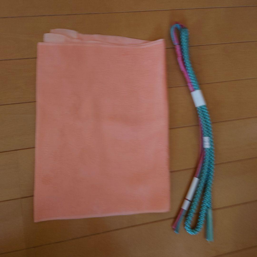 【美品】訪問着フルセット　正絹　袷　桜色　扇面草花文様　唐織六通袋帯