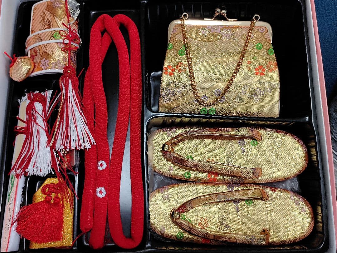 七五三 金色の着物小物フルセット　7歳用