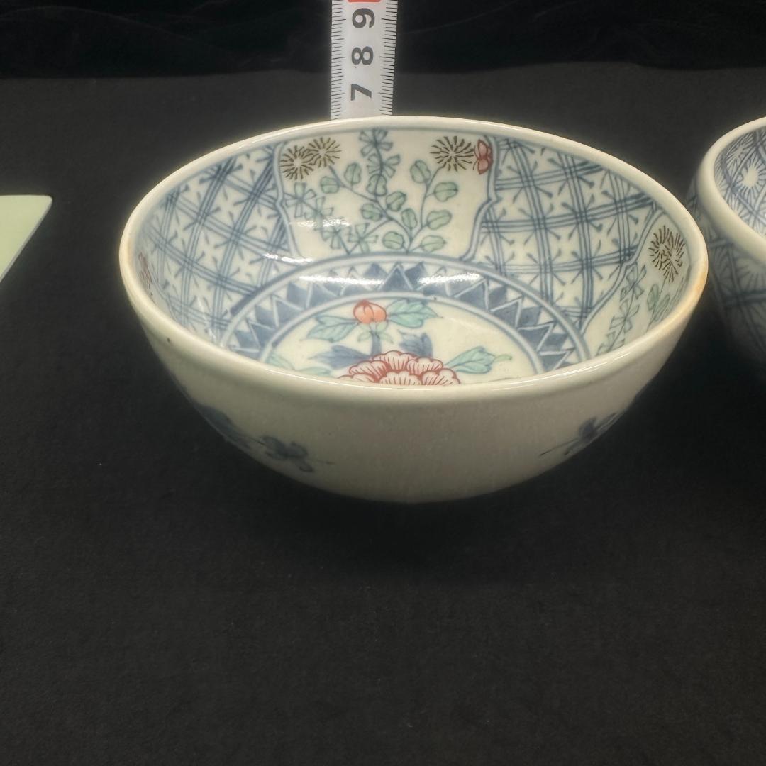 佐藤走波 染錦草花文 丸鉢1個　碗1個