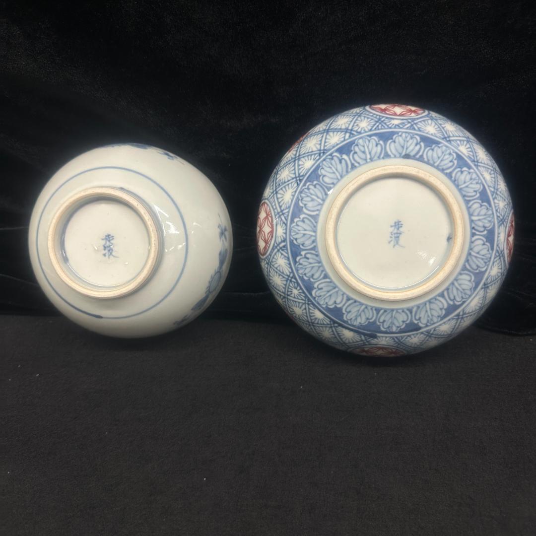 佐藤走波 染錦草花文 丸鉢1個　碗1個