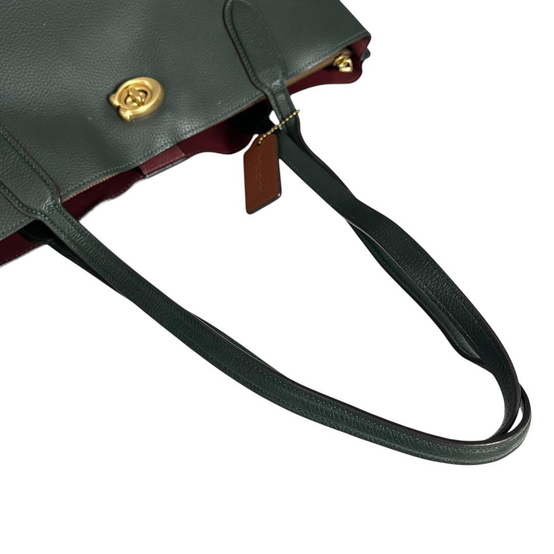 COACHコーチ ウィロウ トート シグネチャー Cロゴダークグリーン