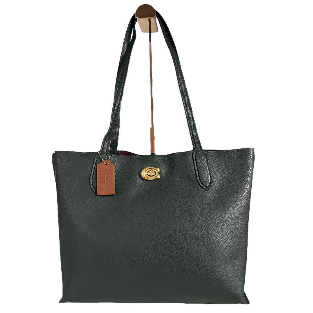 COACHコーチ ウィロウ トート シグネチャー Cロゴダークグリーン