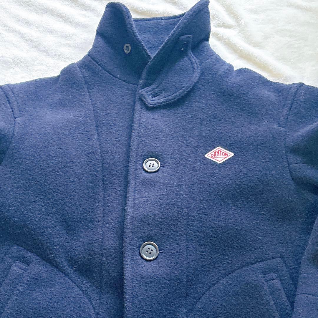 美品 DANTON ウールパイル ラウンドカラージャケット 38 ネイビー