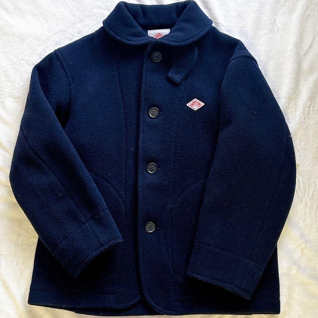 美品 DANTON ウールパイル ラウンドカラージャケット 38 ネイビー