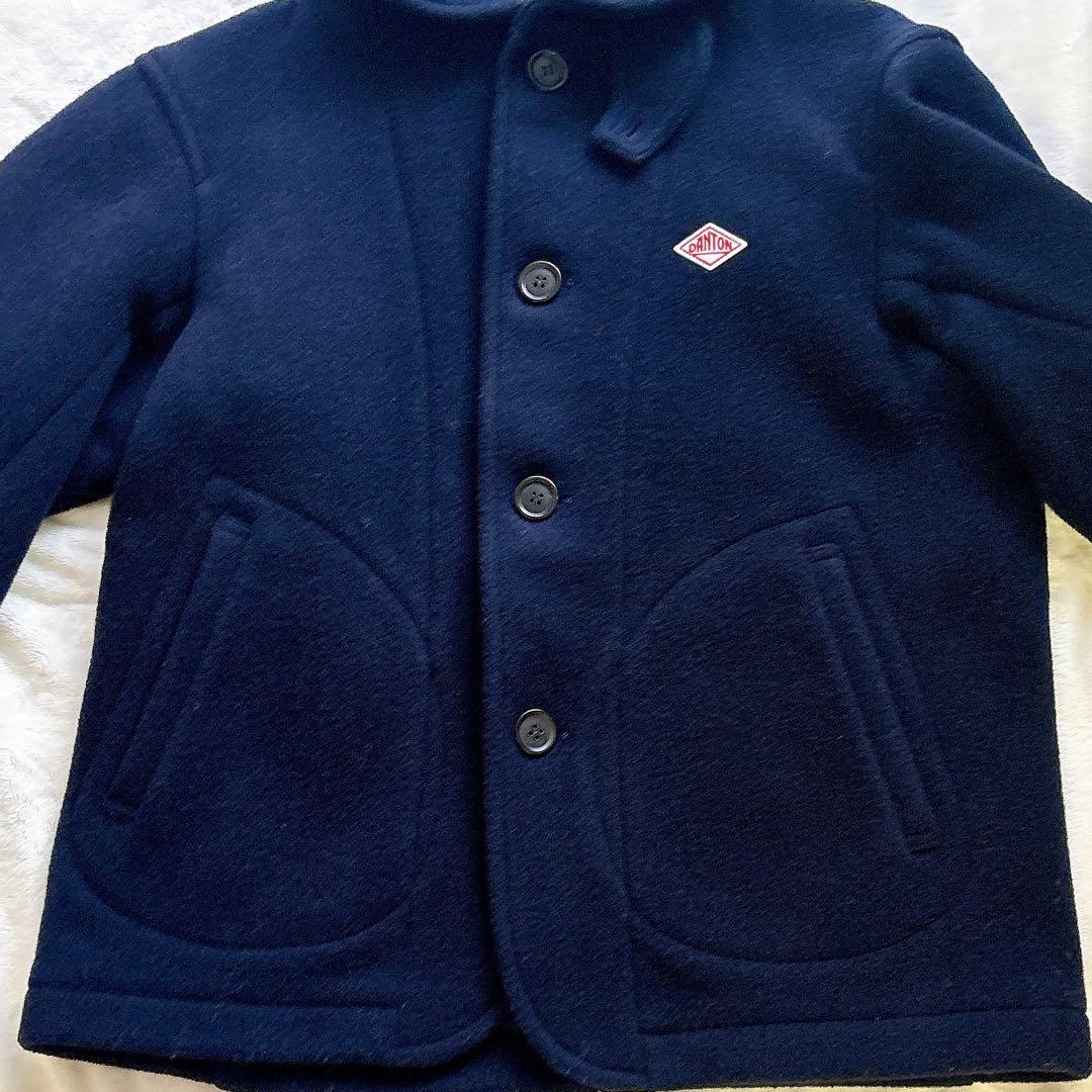 美品 DANTON ウールパイル ラウンドカラージャケット 38 ネイビー