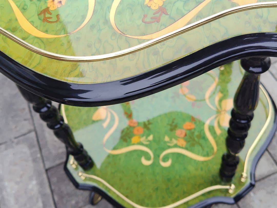 イタリア製 DOMANI ドマン　キャスター付　象嵌ワゴン　キッチンワゴン