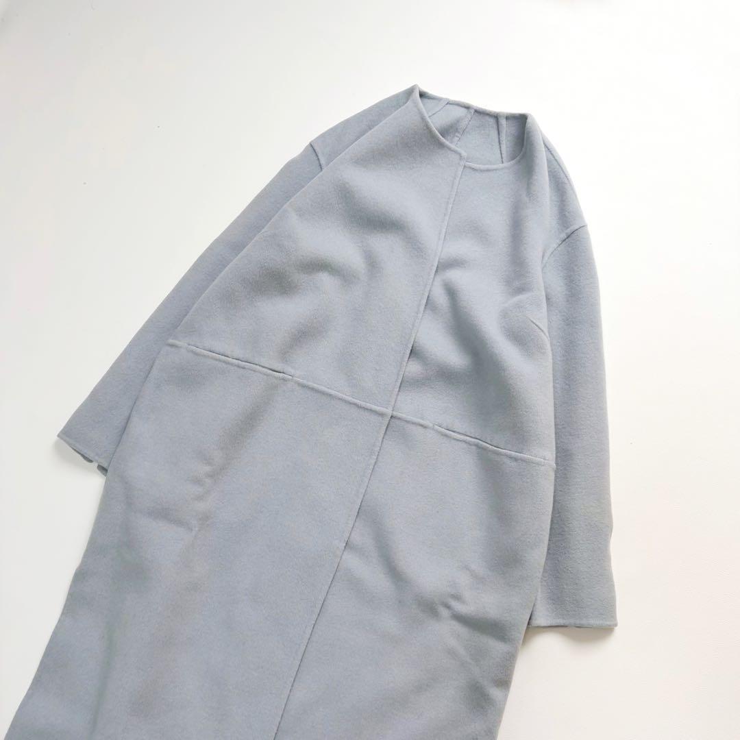 ドゥーズィエムクラス　victorian リバーロングノーカラーコート　36