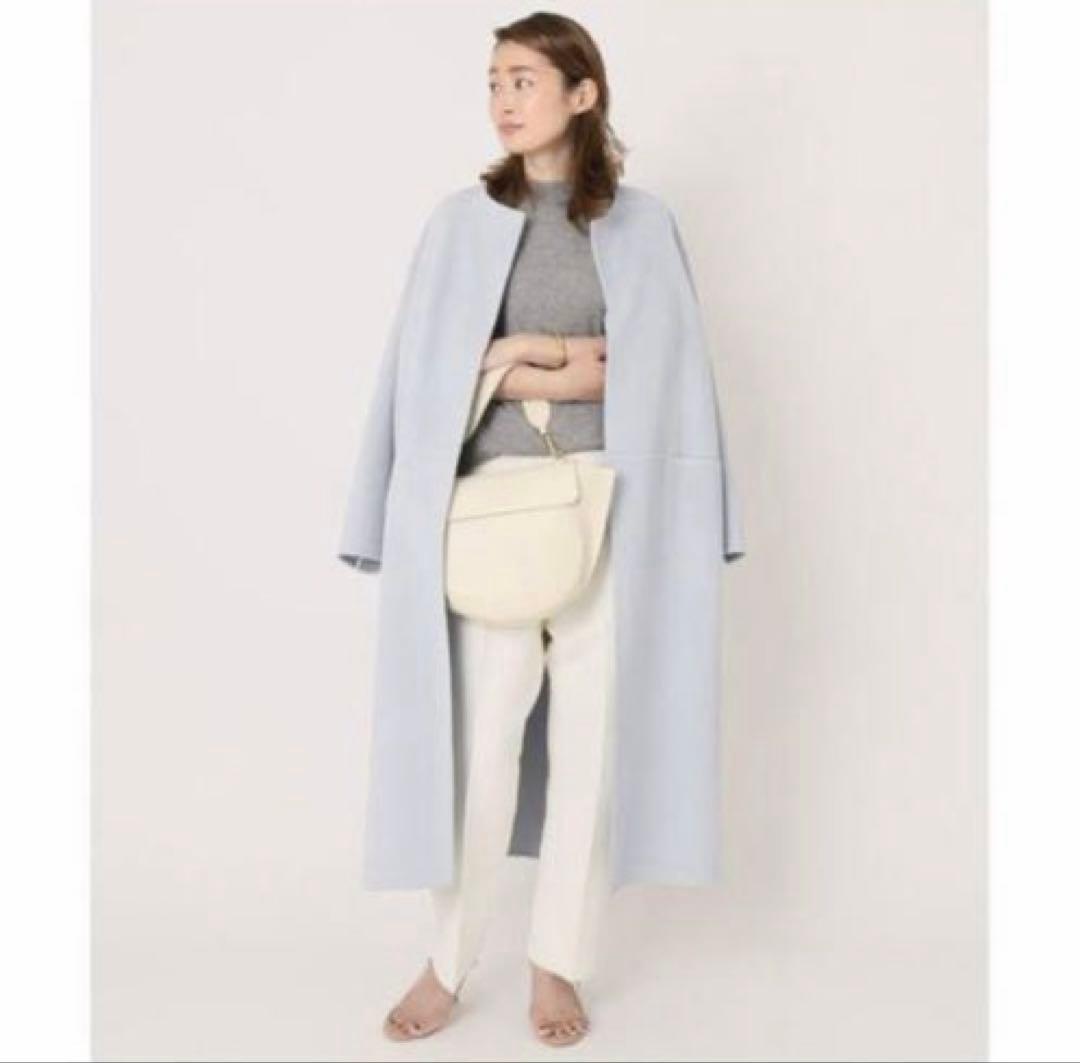 ドゥーズィエムクラス　victorian リバーロングノーカラーコート　36