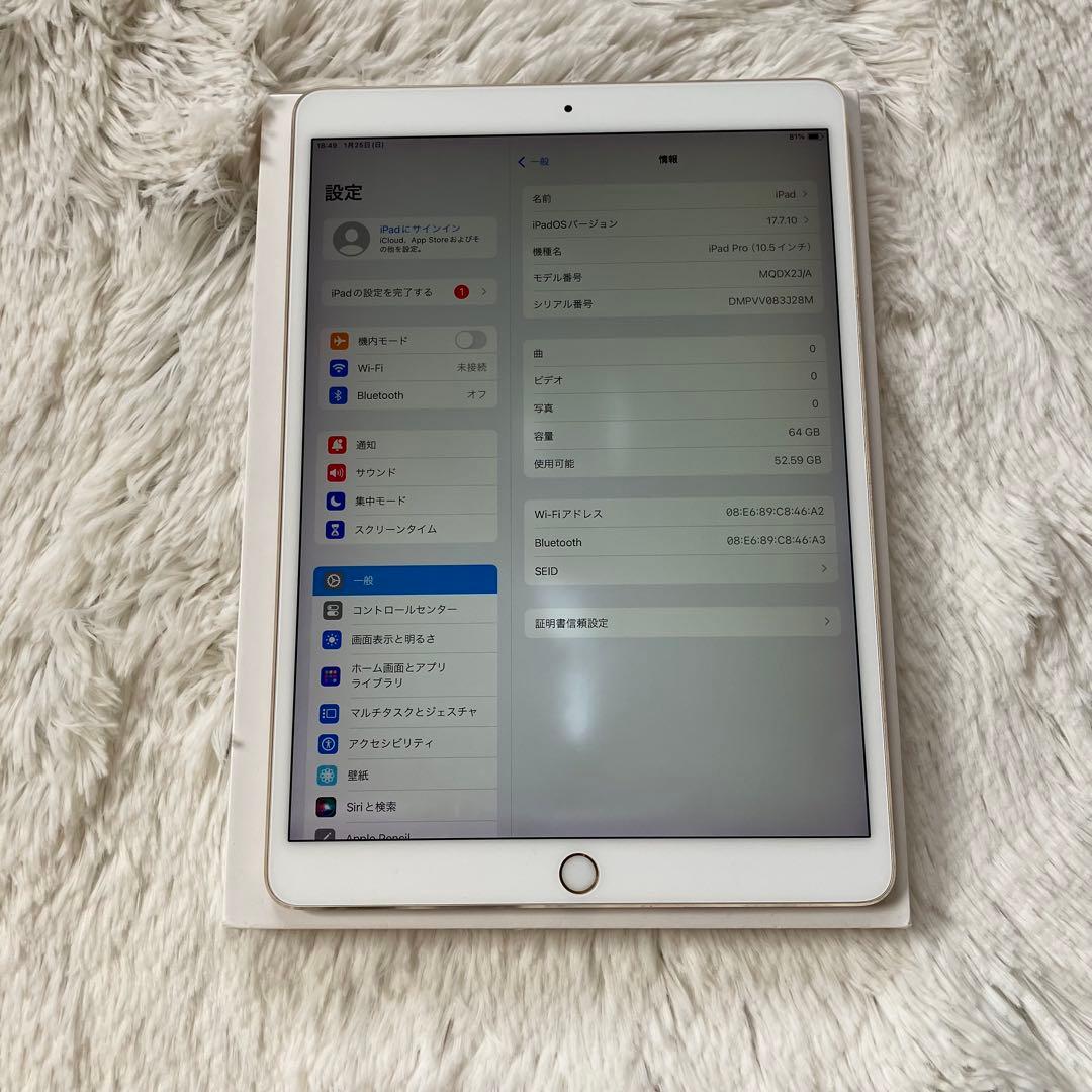 【完動品】iPad Pro 10.5 64GB 【すぐ発送】　【付属品】