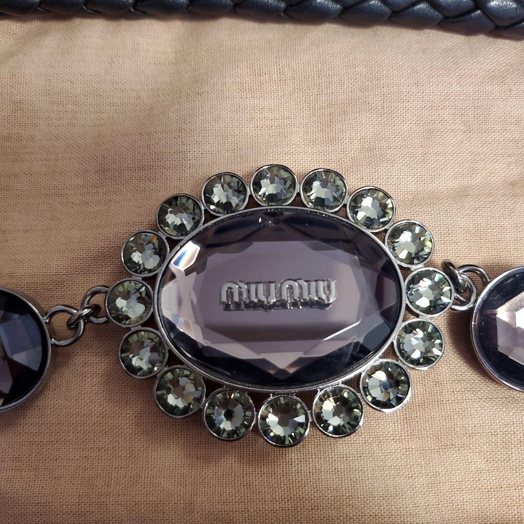 POPOmiu miu ブラック マテラッセ　ナッパ　クリスタル　クラッチ