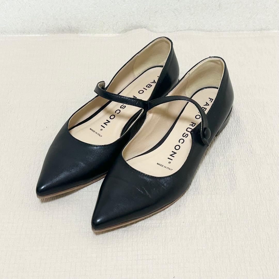 ✨人気商品✨ 【FABIO RUSCONI】 ブラック フラット パンプス 美品