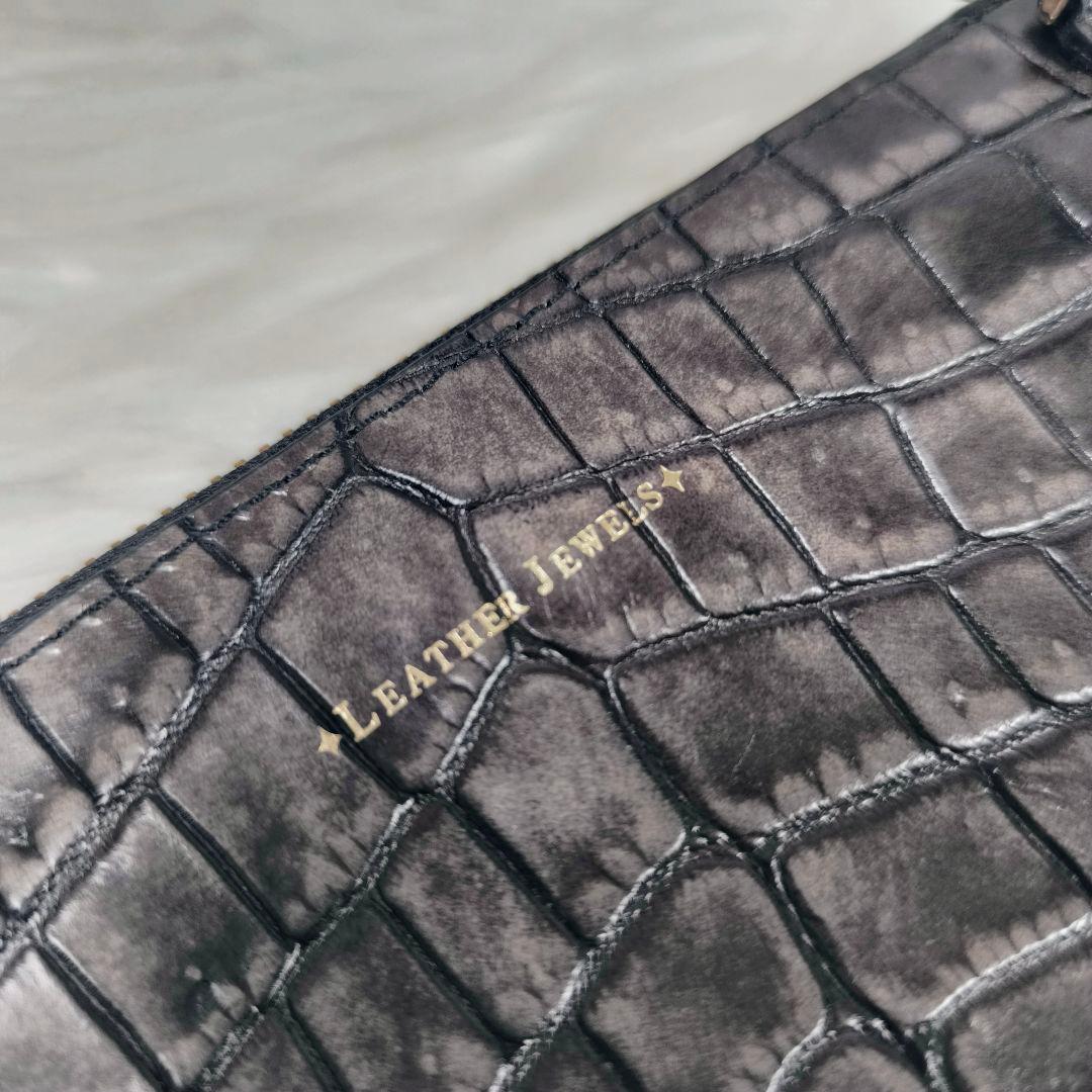 【極美品】レザージュエルズ　クロコ型押し　お財布ショルダーバッグ