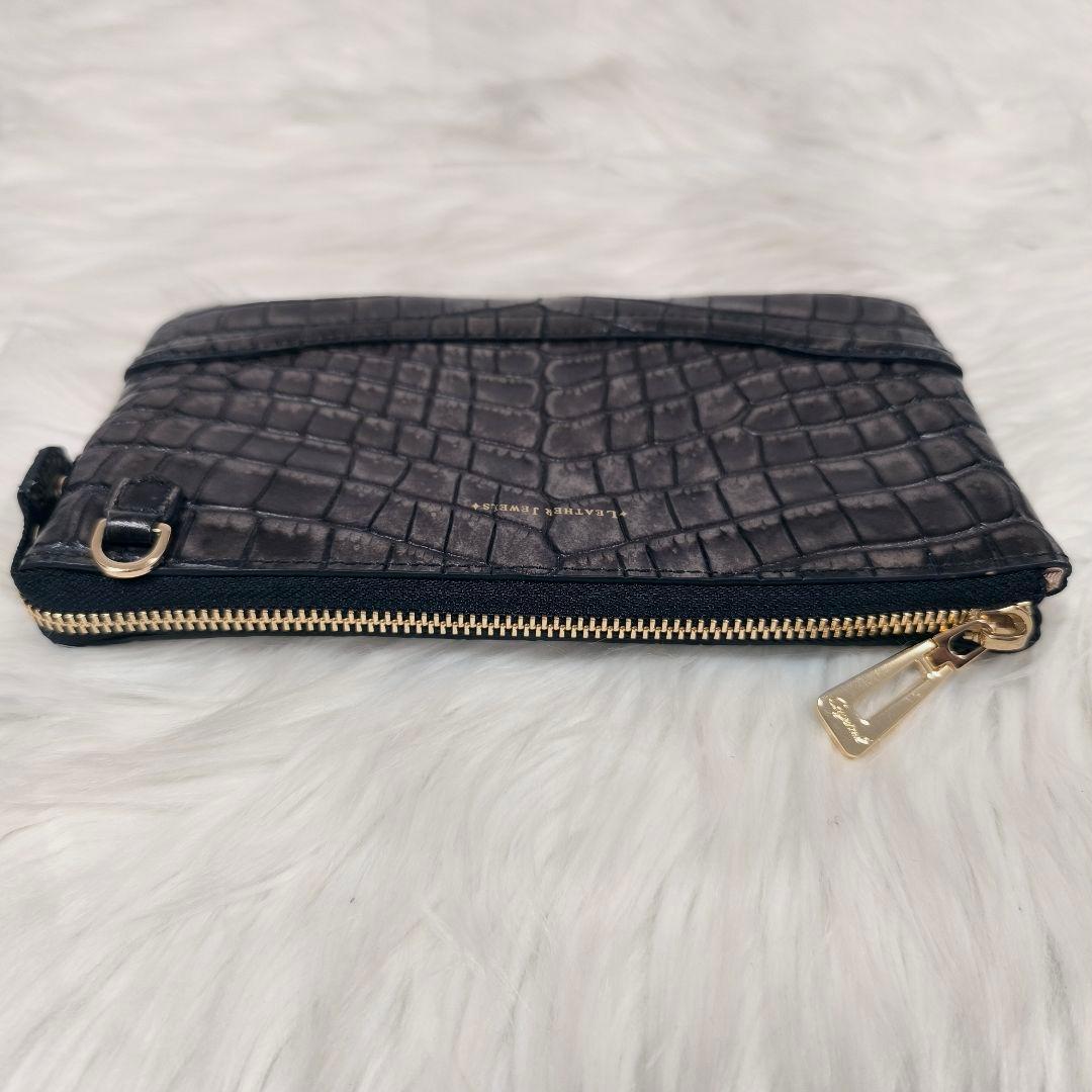 【極美品】レザージュエルズ　クロコ型押し　お財布ショルダーバッグ