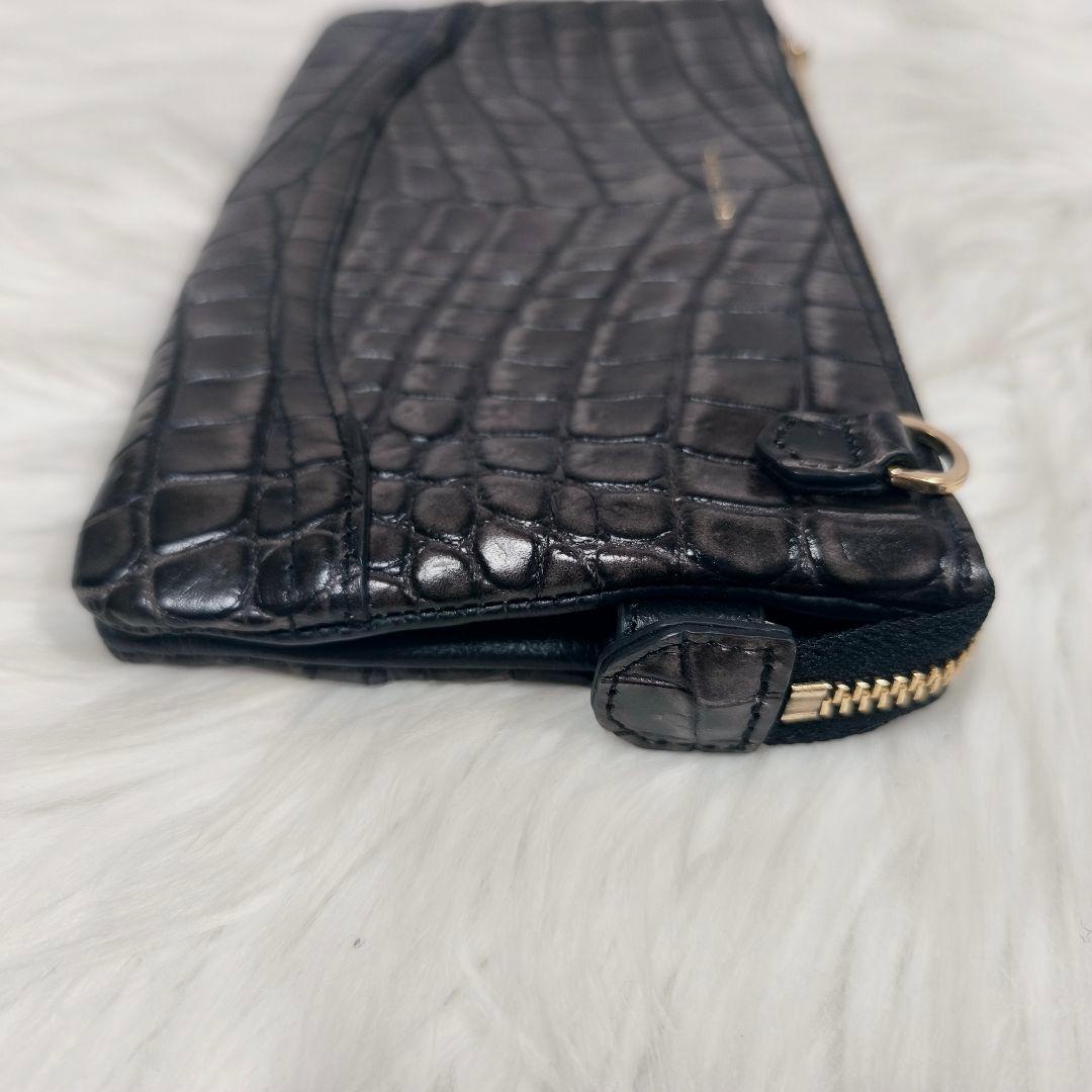 【極美品】レザージュエルズ　クロコ型押し　お財布ショルダーバッグ