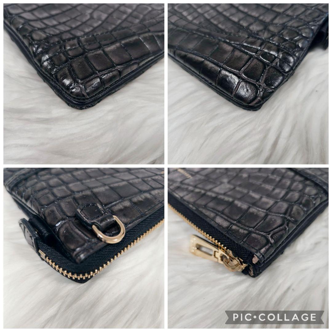 【極美品】レザージュエルズ　クロコ型押し　お財布ショルダーバッグ
