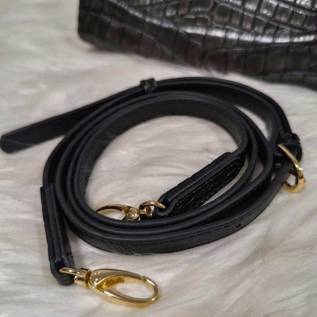 【極美品】レザージュエルズ　クロコ型押し　お財布ショルダーバッグ