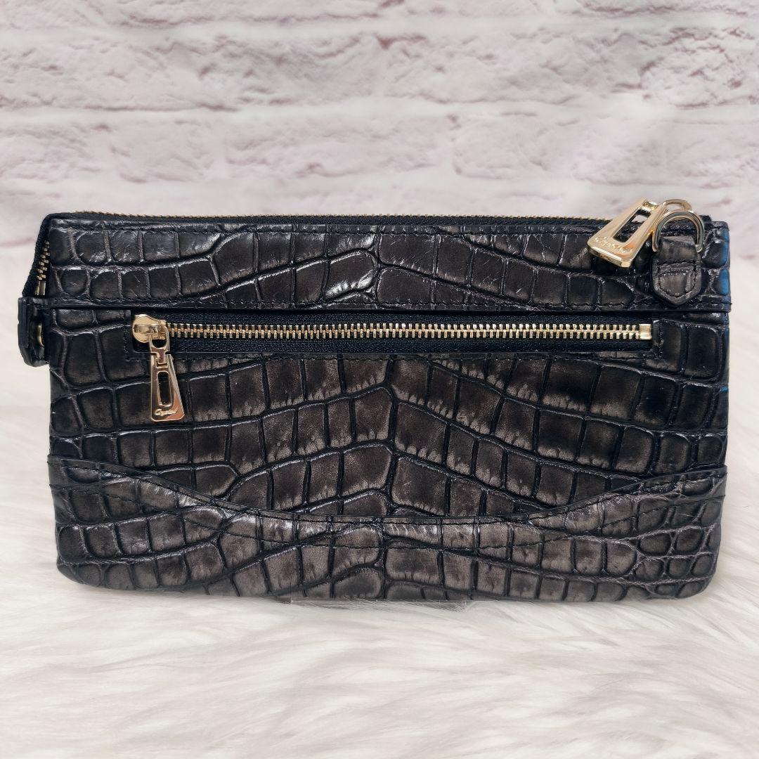 【極美品】レザージュエルズ　クロコ型押し　お財布ショルダーバッグ