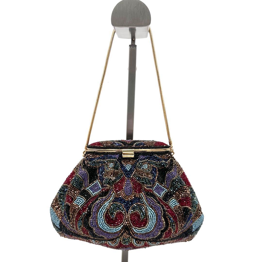 LUMYはしもと パーティバッグ 総ビーズ 皇室御用達 モルティ マルチカラー