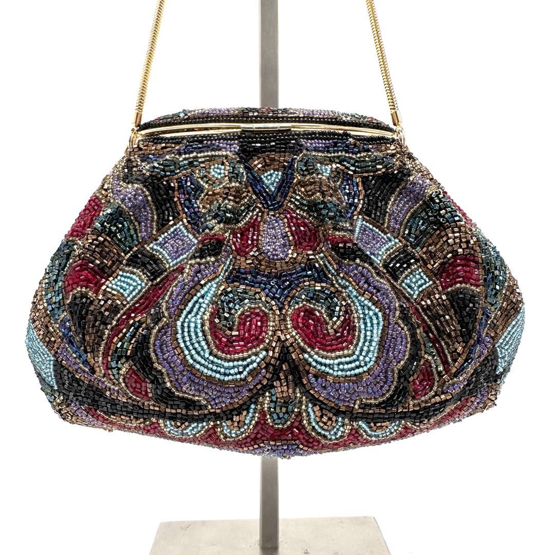 LUMYはしもと パーティバッグ 総ビーズ 皇室御用達 モルティ マルチカラー