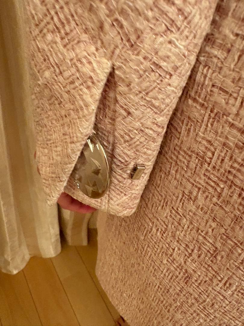 ピンク ツイード Vネック チェスター　シャネルコート　34