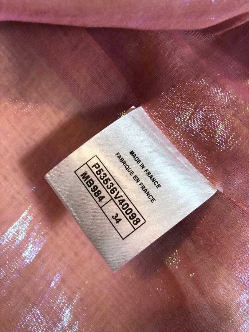 ピンク ツイード Vネック チェスター　シャネルコート　34