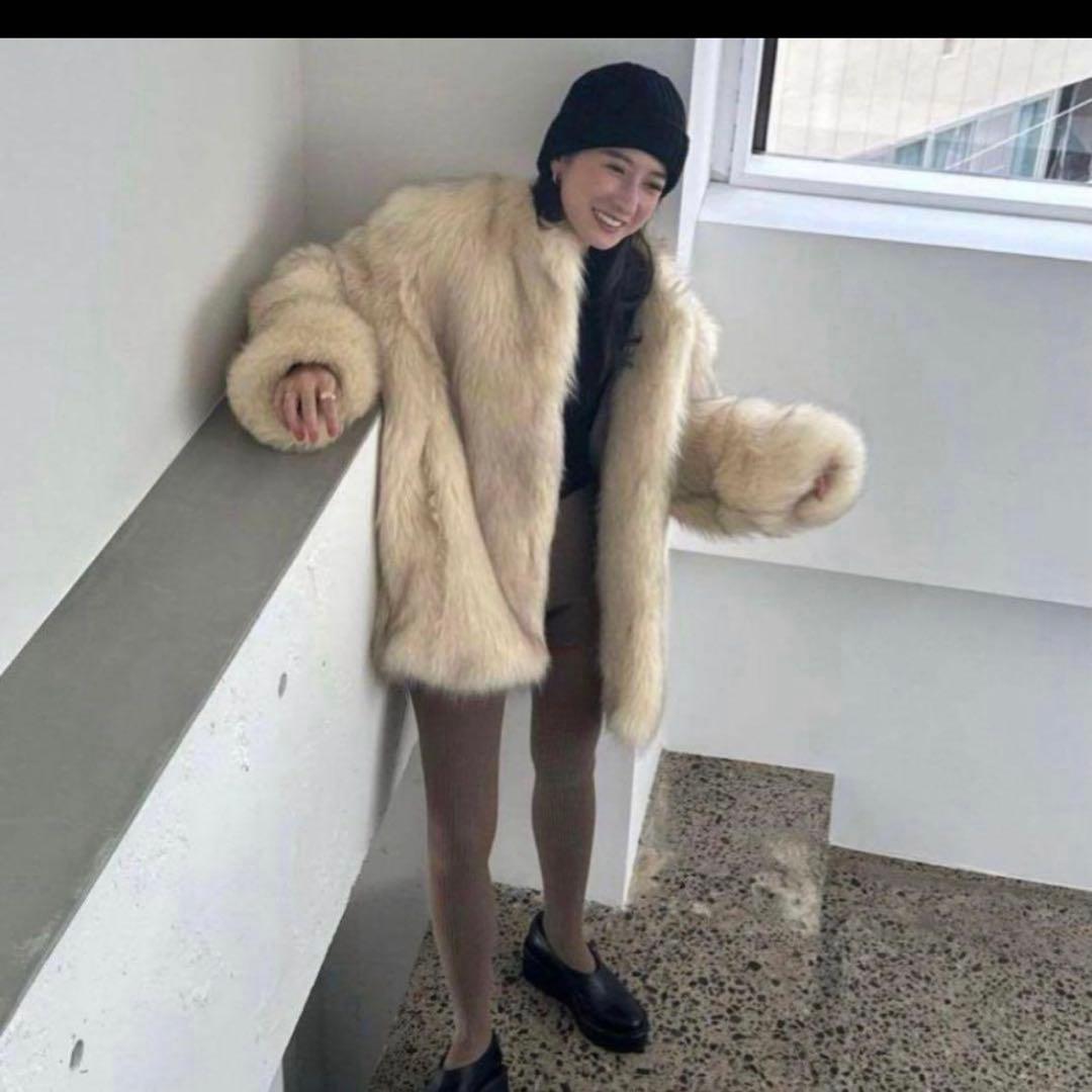 CLANE NO COLLAR VOLUME ECO FUR COAT サイズS