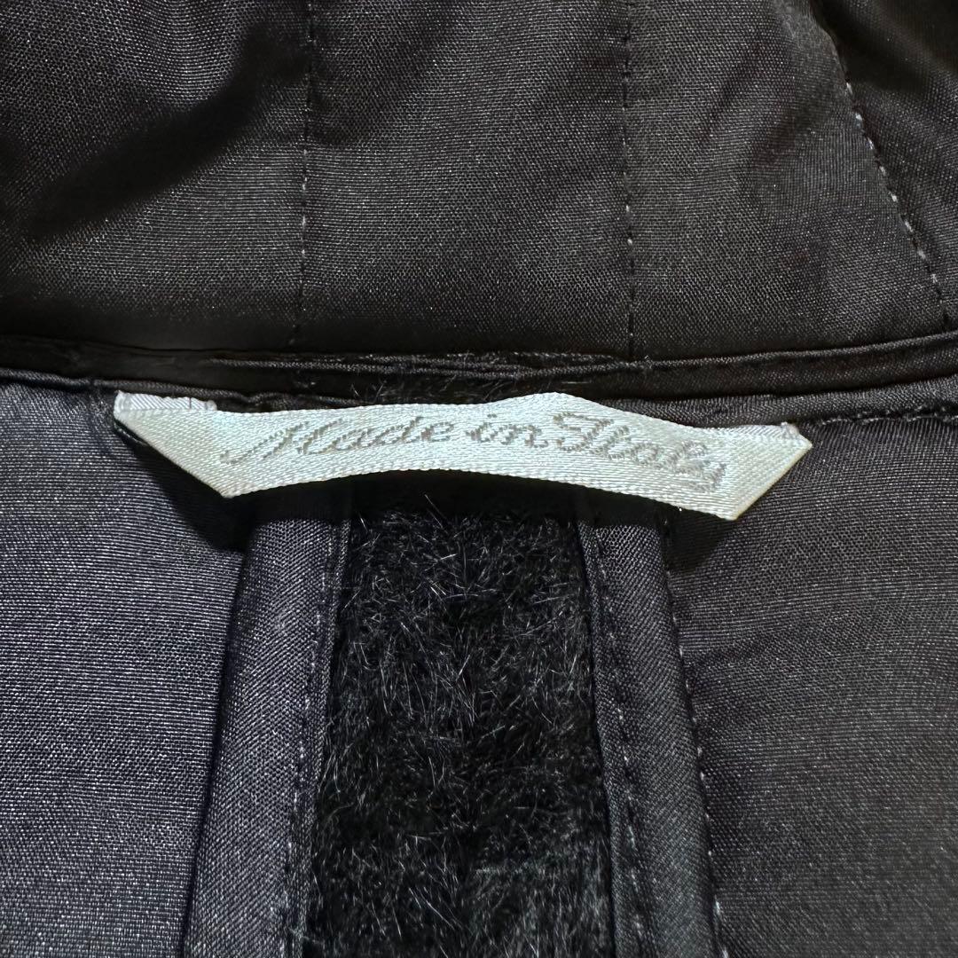 4XL相当✨MaxMara アルパカウール シャギーハーフコート 白タグ 黒48