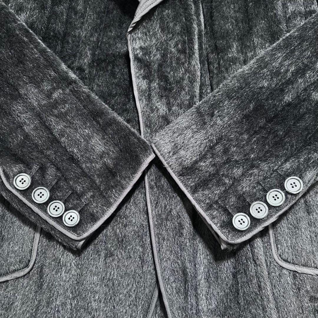 4XL相当✨MaxMara アルパカウール シャギーハーフコート 白タグ 黒48