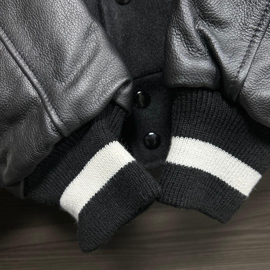 STUSSY mastermind スタジャン 袖レザー USA ブラック L