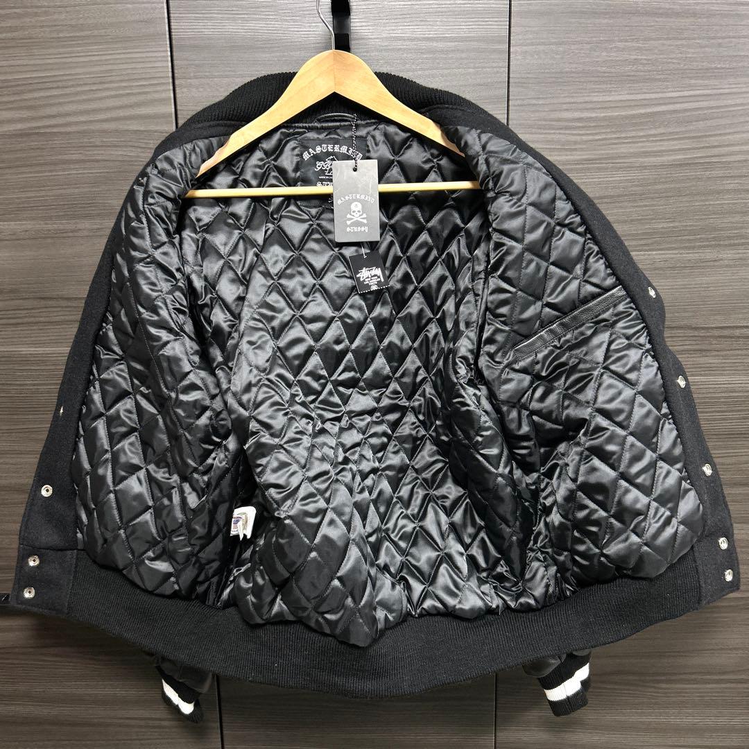 STUSSY mastermind スタジャン 袖レザー USA ブラック L