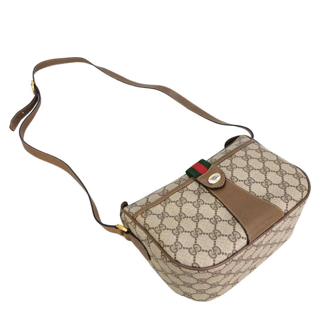 本物 ■グッチ■シェリーライン GG ベージュ PVC 斜めがけショルダーバッグ