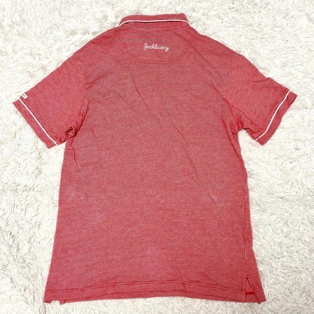 【極美品】ジャックバニー　パーリーゲイツ　半袖ポロシャツ　総柄　レッド　ゴルフ