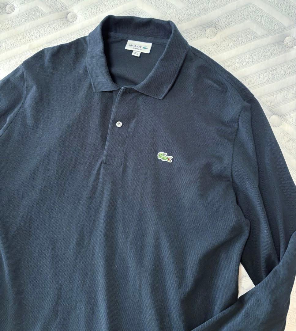 美品！LACOSTE 1312MJ 長袖ポロシャツ XL FR6 ブラック