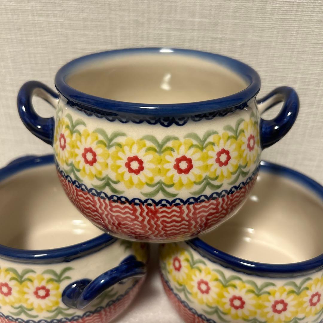 ポーリッシュポタリー　スープボウル3個セット