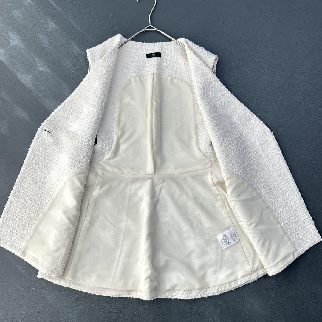 【今期 2025年モデル】PLST プラステ　ツイード ペプラムジレ