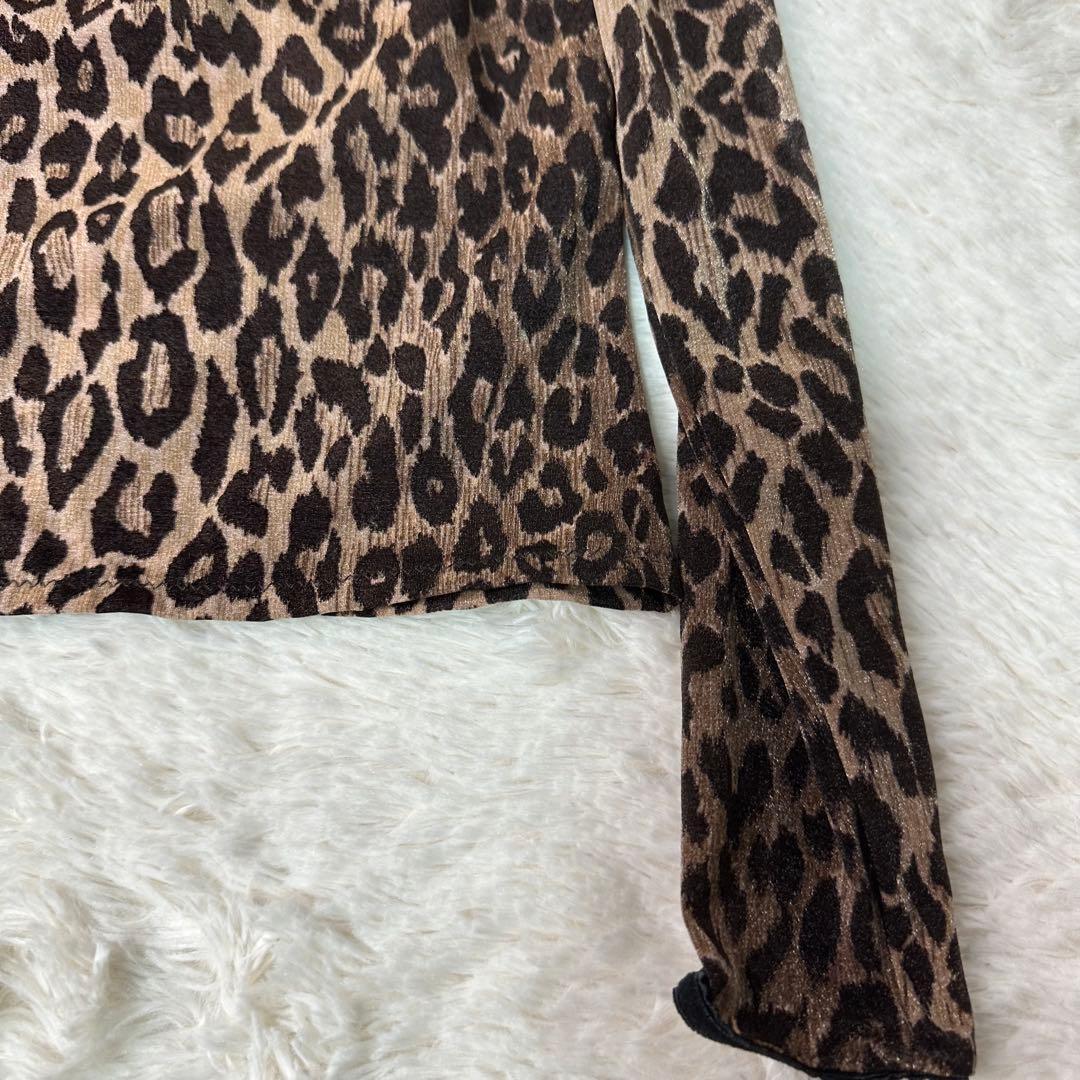 美品 Dolce & Gabbana レオパード長袖Tシャツ S伸縮有 ホロ付