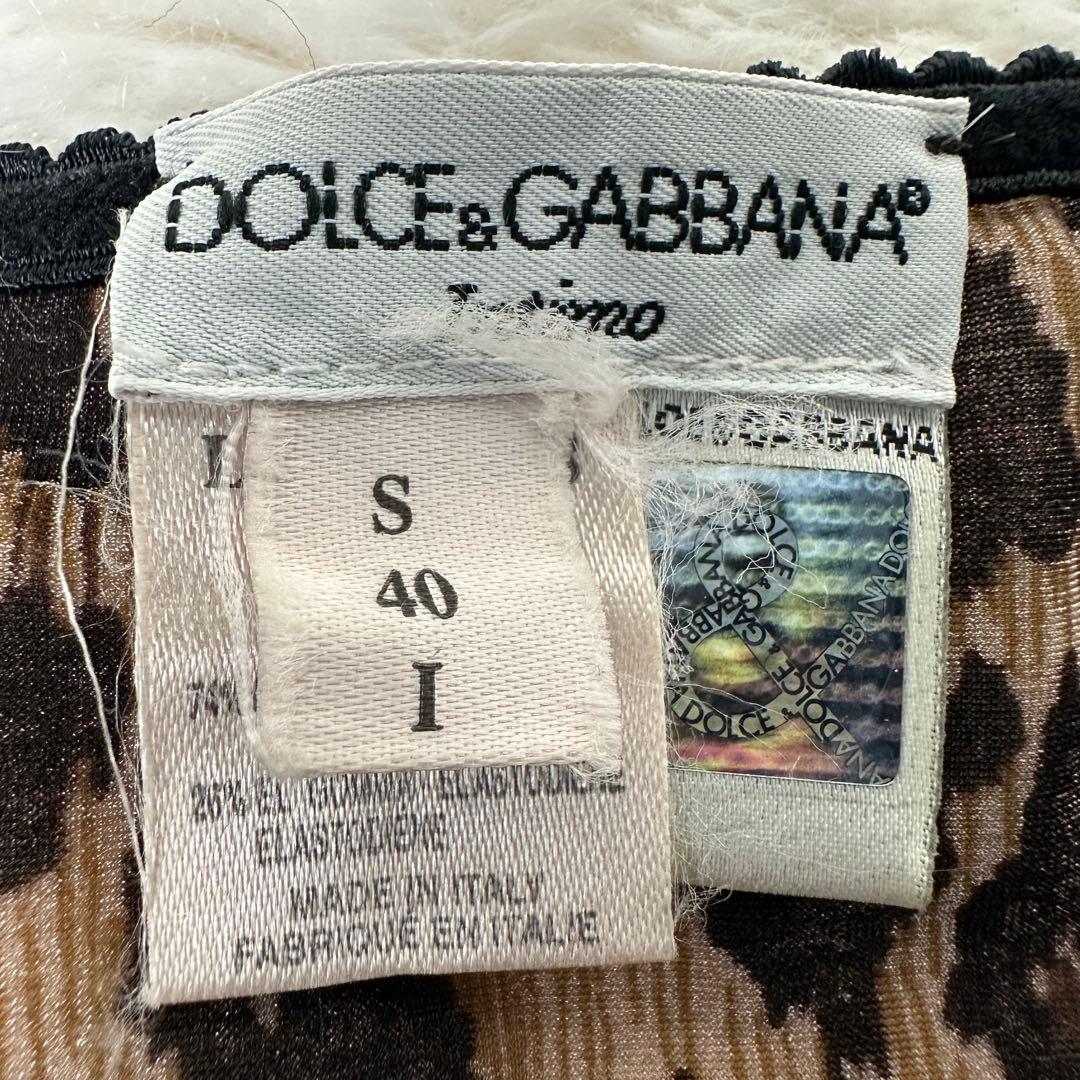 美品 Dolce & Gabbana レオパード長袖Tシャツ S伸縮有 ホロ付