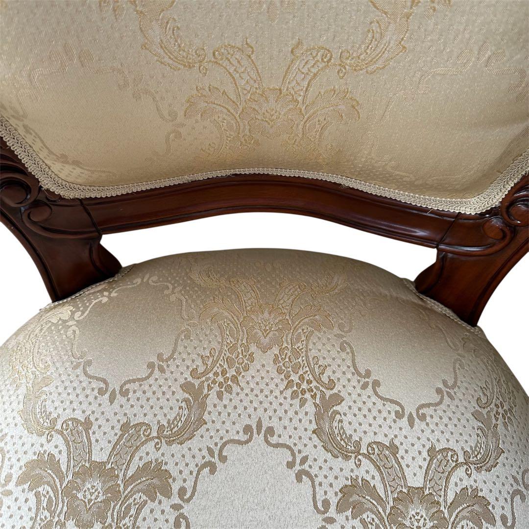 クロシオ フランシスカ チェア 肘付 アンティーク調 ブラウン 猫脚 ロココ調