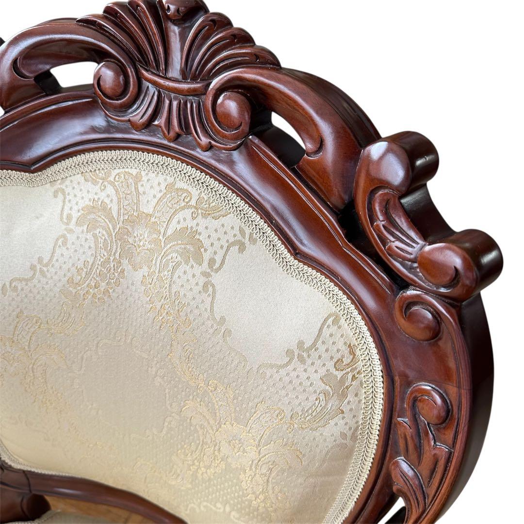 クロシオ フランシスカ チェア 肘付 アンティーク調 ブラウン 猫脚 ロココ調