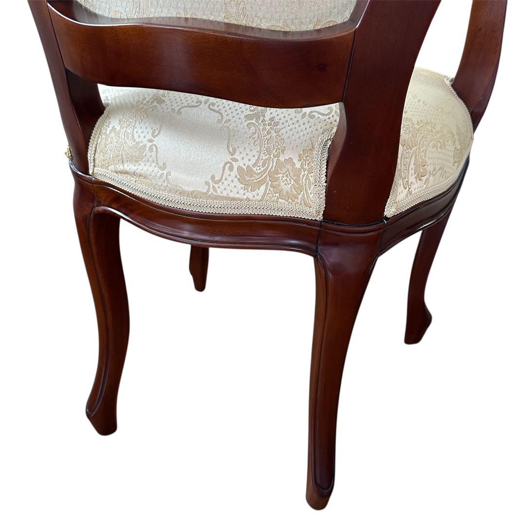 クロシオ フランシスカ チェア 肘付 アンティーク調 ブラウン 猫脚 ロココ調