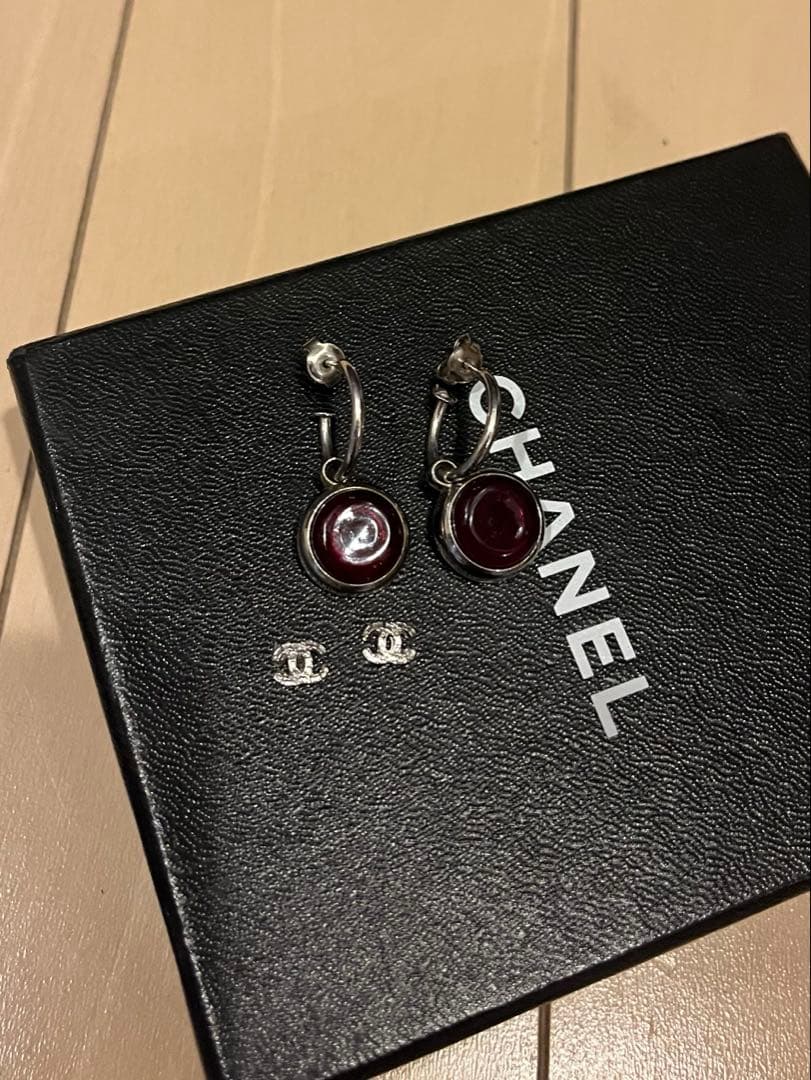 訳あり　CHANEL ピアス　ココマーク　スイング　シルバー