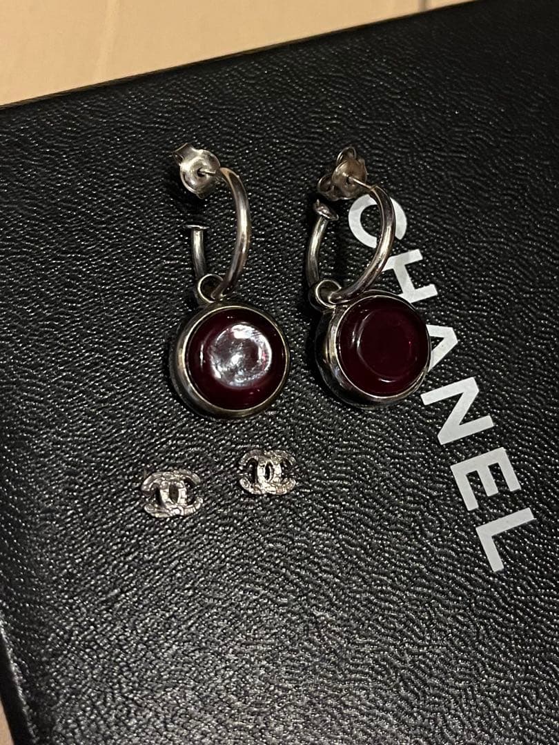 訳あり　CHANEL ピアス　ココマーク　スイング　シルバー