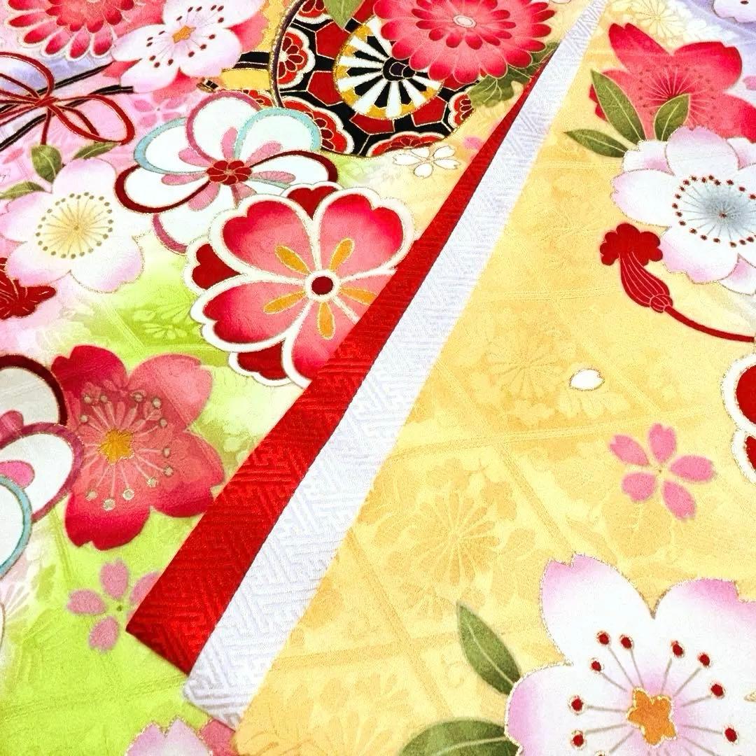 《新品》伝統色 杏色❗️正絹 刺繍入 お宮参り 京友禅多色ぼかし 産着/たとう紙付