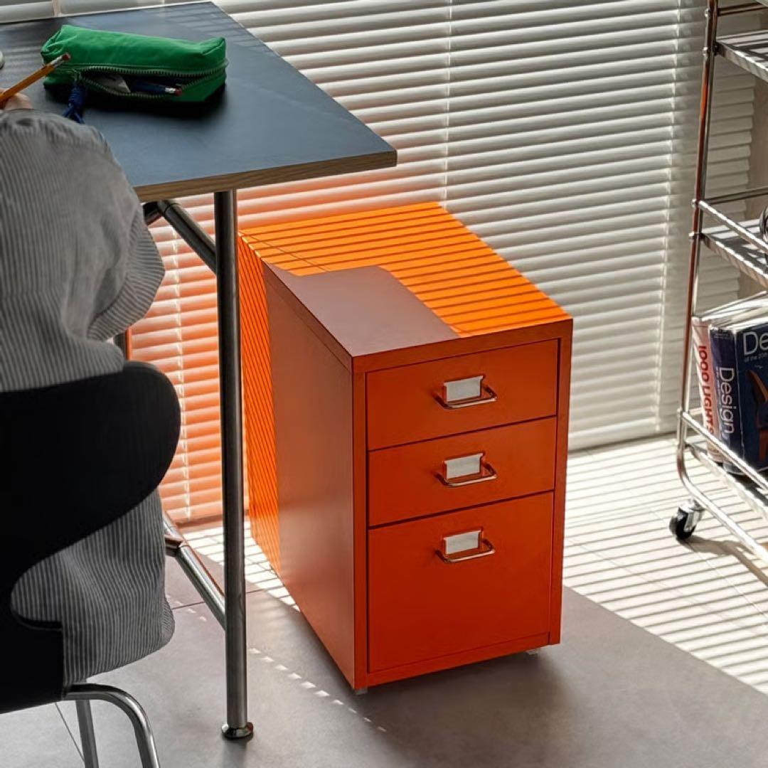 カラー スチールキャビネット デスクワゴン 3段【ART OF BLACK】