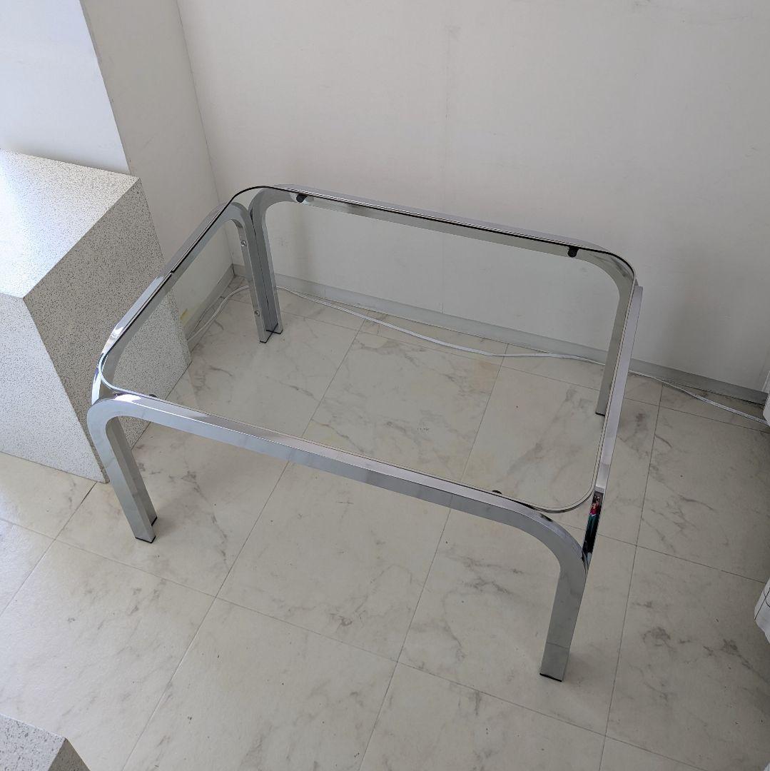 ヴィンテージ ガラステーブル モダン ミッドセンチュリー アイアンフレーム