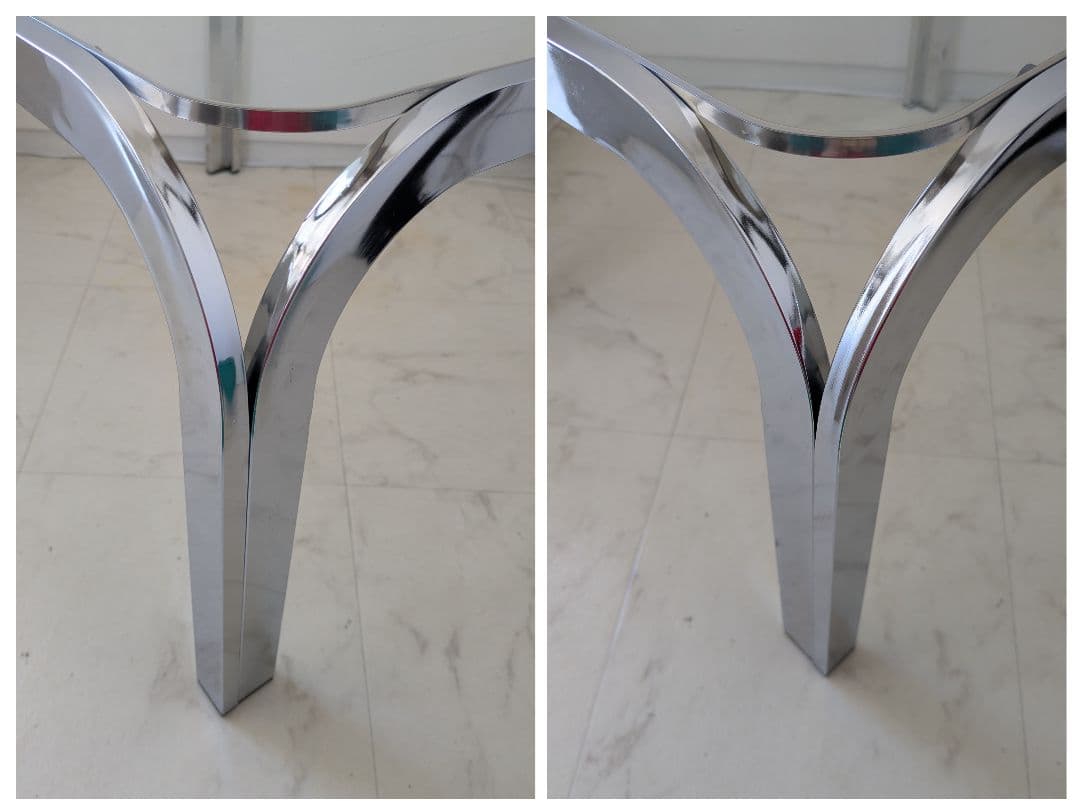 ヴィンテージ ガラステーブル モダン ミッドセンチュリー アイアンフレーム