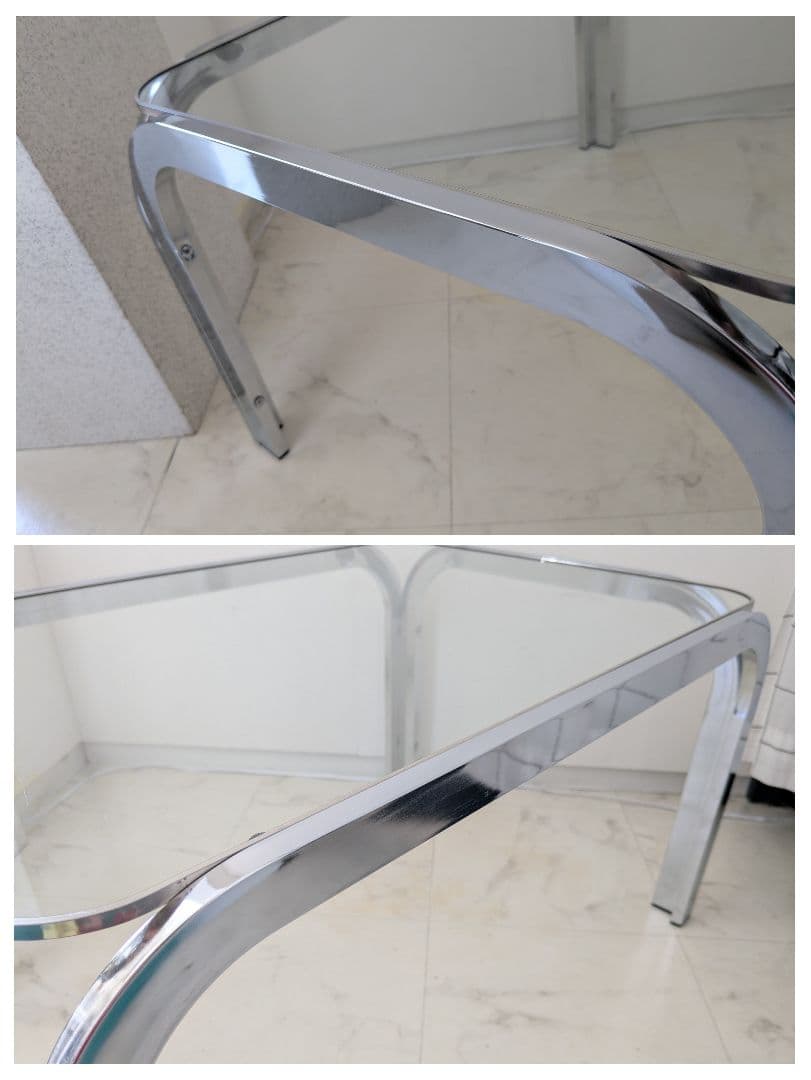 ヴィンテージ ガラステーブル モダン ミッドセンチュリー アイアンフレーム