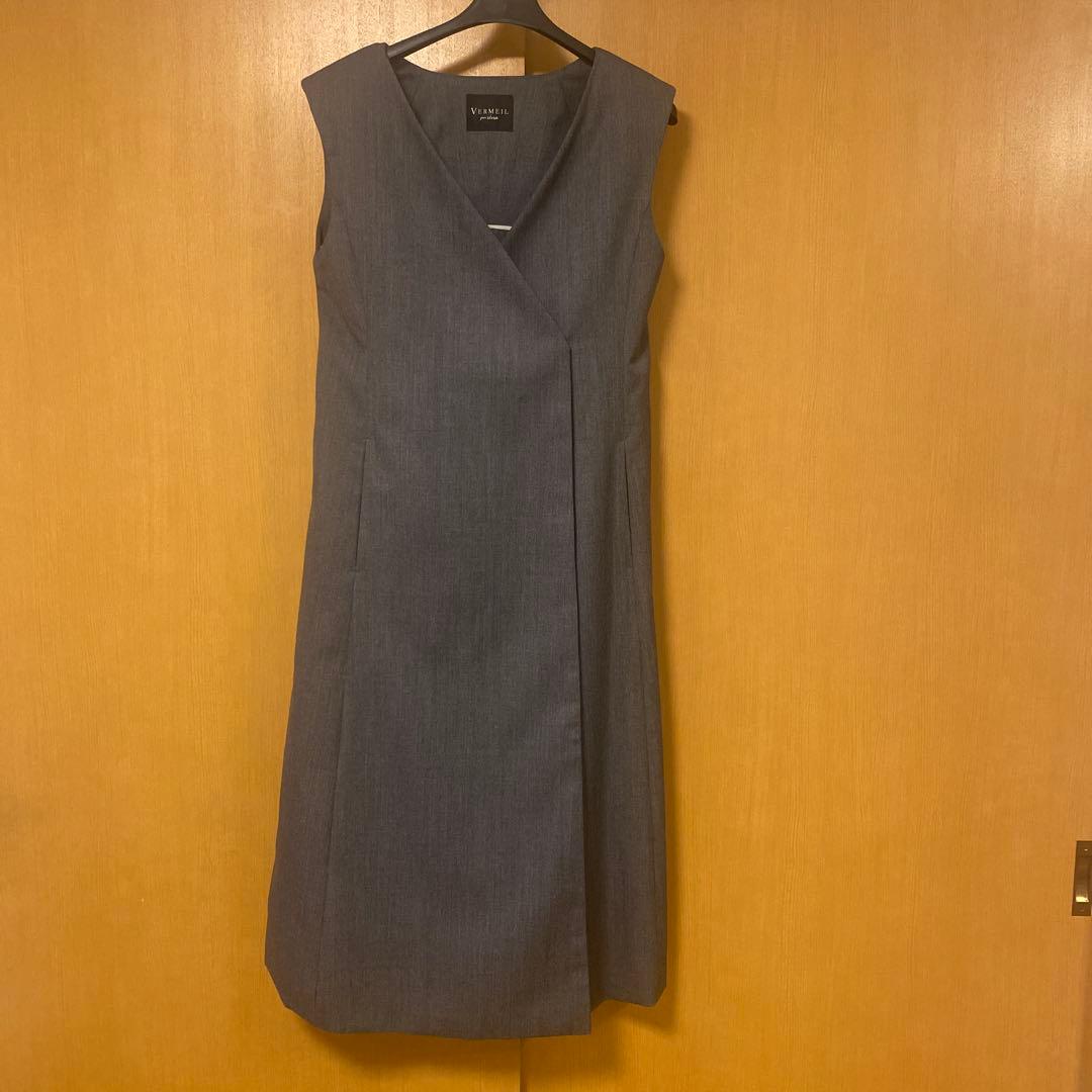 【美品】VERMEIL par iena 2WAY ツイルロングジレワンピース