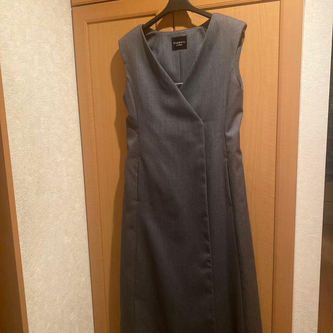 【美品】VERMEIL par iena 2WAY ツイルロングジレワンピース