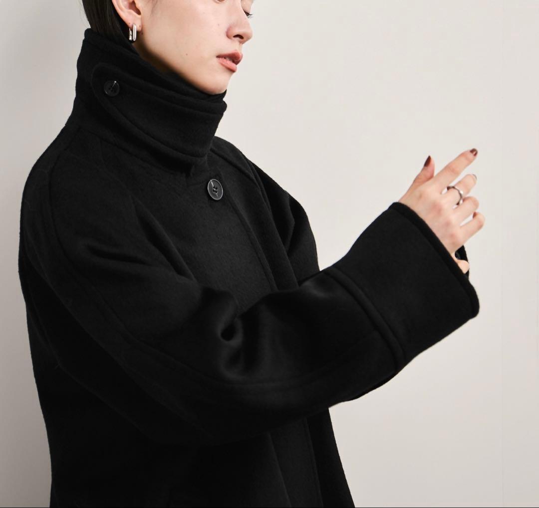 2wayスタンドカラーミドル丈コート